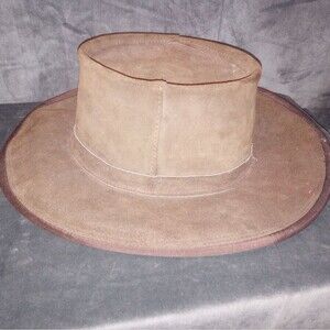 Vintage Skully’s by HENSCHEL Suede Cowhide Leather Brown Hat Size Large EUC